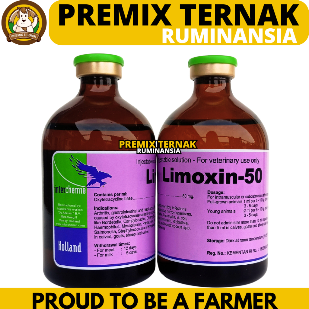 LIMOXIN 50 isi 100 ml Antibiotik Hewan Spektrum Luas Hewan Sapi - Like Proxyvet Kaloxy Vet