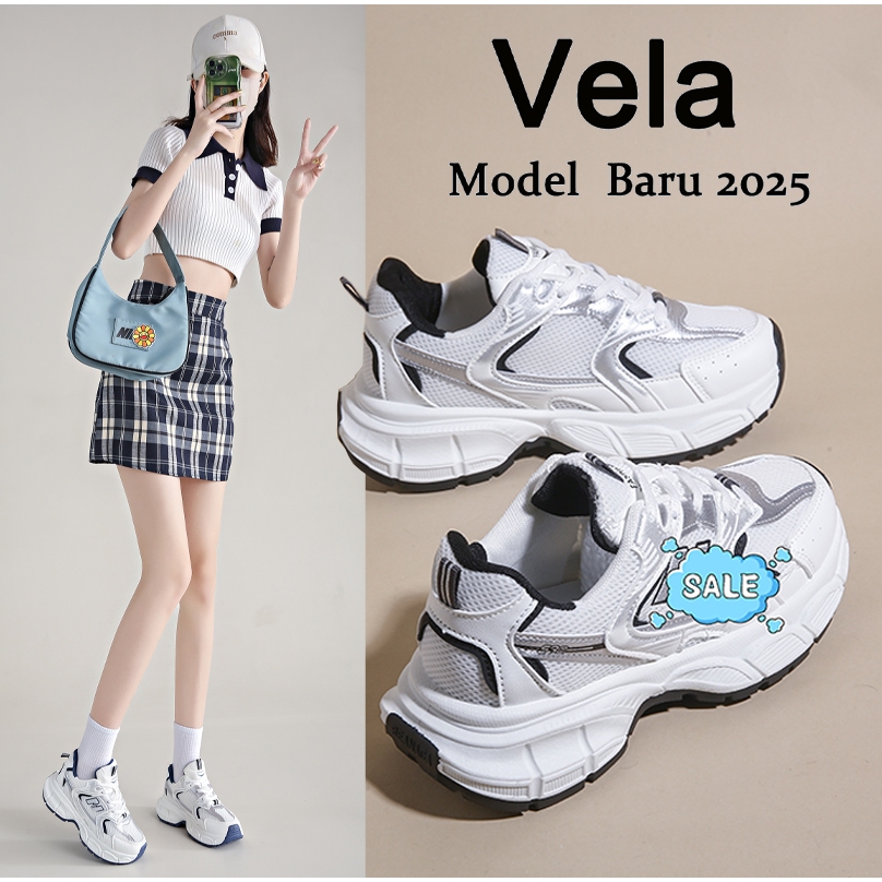 Vela Impor Asli Sepatu running Olahraga Sneakers Wanita Hitam Korea Style Putih Casual Shoes Sport K