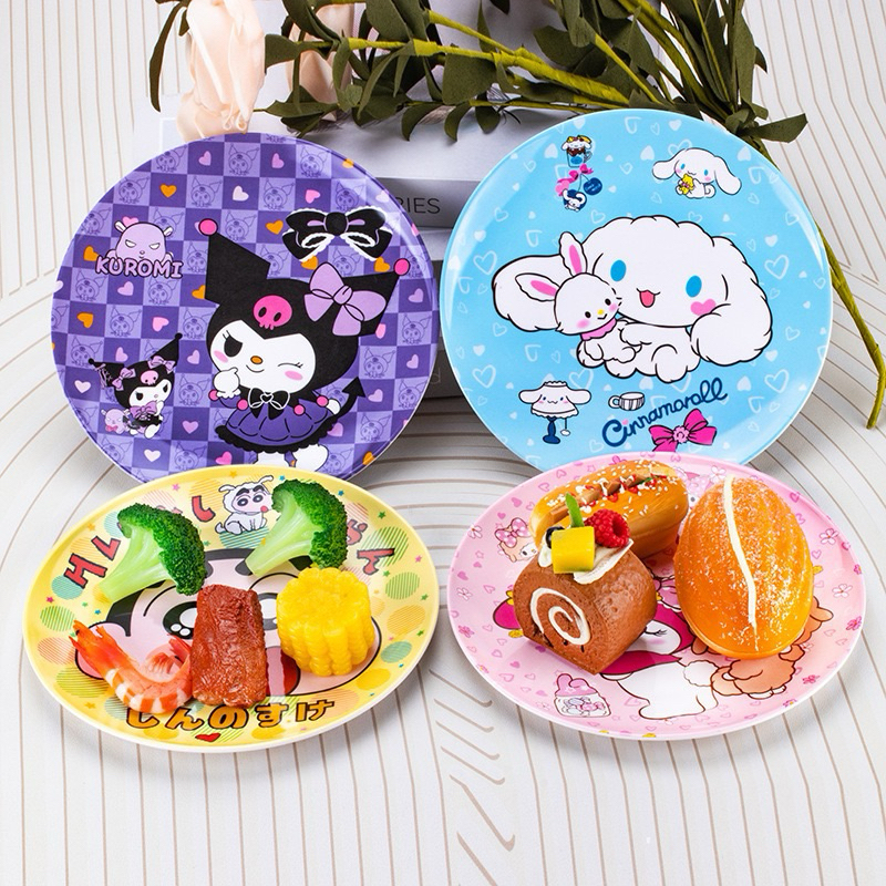 FAVORIT Piring Melamin Ceper Melody Kuromi Cinnamoroll Spiderman Diameter 20cm Piring Snack Anak