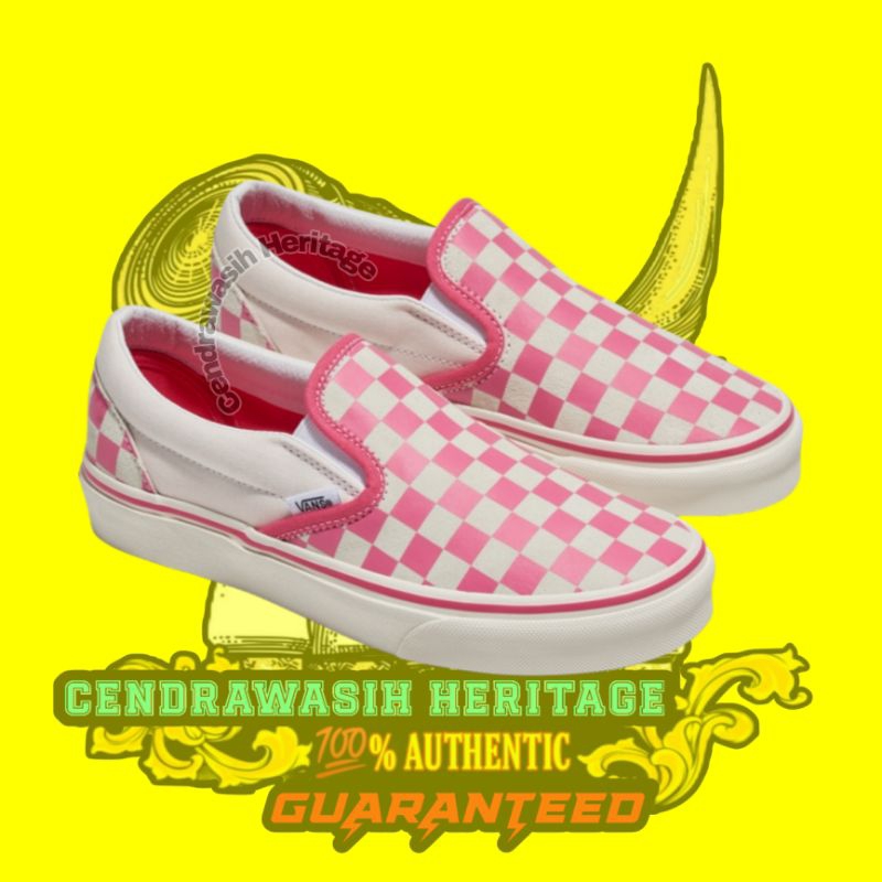 Vans Classic Slip On Checkerboard Pink True White Original