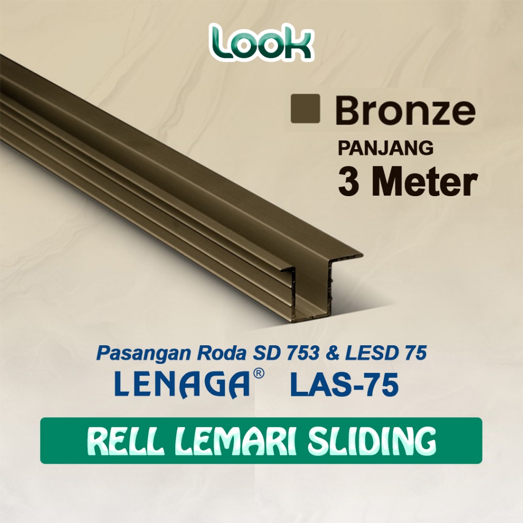 [ 3 Meter ] Rel Pintu Lemari Sliding LAS - 75 Tanam Lenaga 3 Meter | Pintu Lemari Sliding / Geser 30