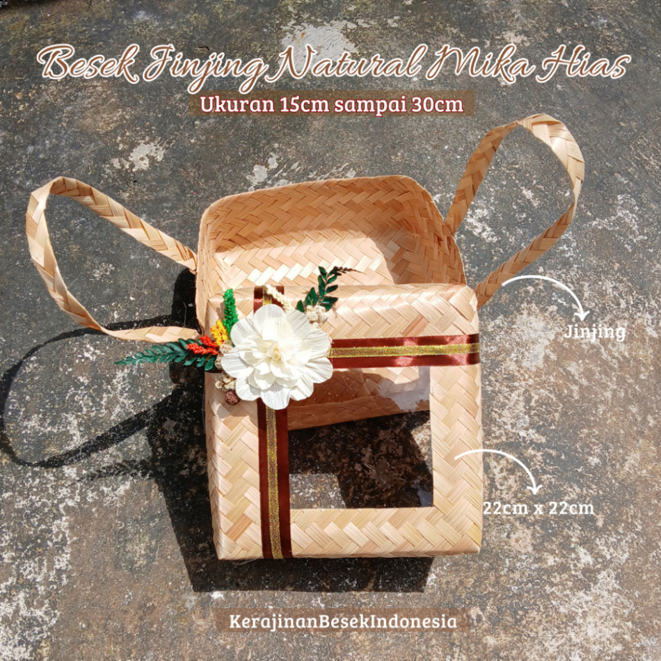 

BESEK HANTARAN PERNIKAHAN / HAMPERS RUSTIC Besek jinjing natural mika 15cm - 30cm box kotak murah nasi ayam keranjang