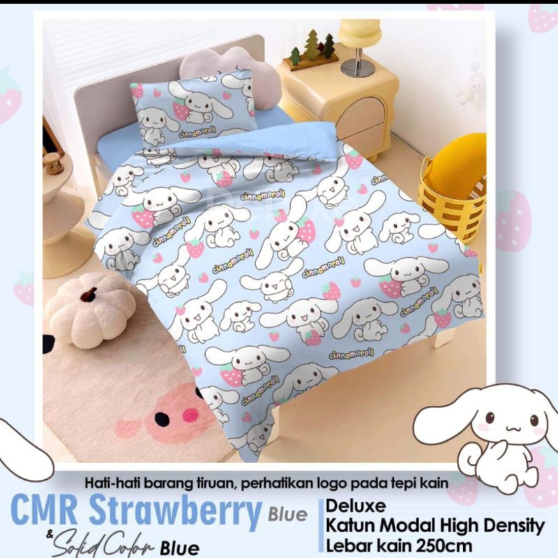 Sprei Katun Lokal Premium motif boneka kuromi lucu / Sprei Homemade / Sprei Motif Kuromi Strawberry 
