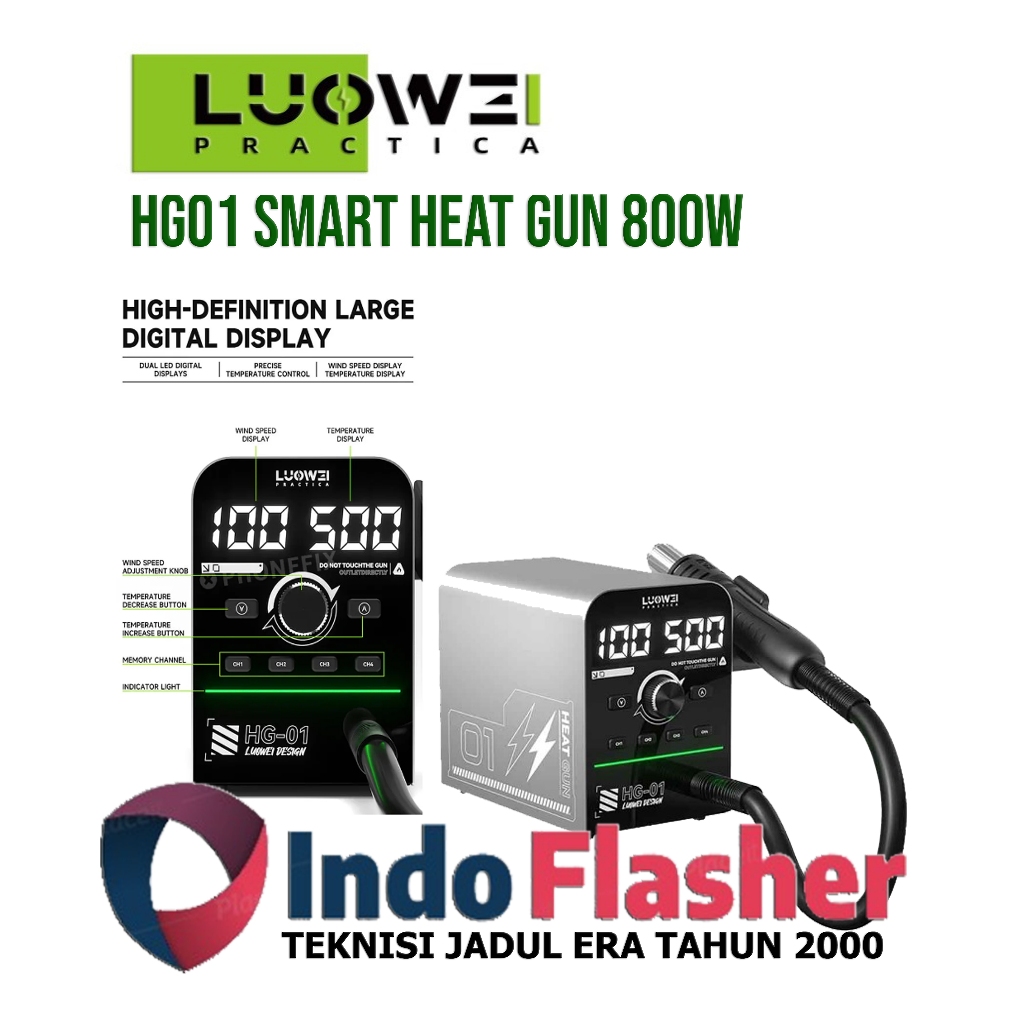 Luowei LW-HG01 Smart Heat Gun 800W Hot Air Gun - HG-01 Desoldering Station - Blower Luowei HG01 - Bl
