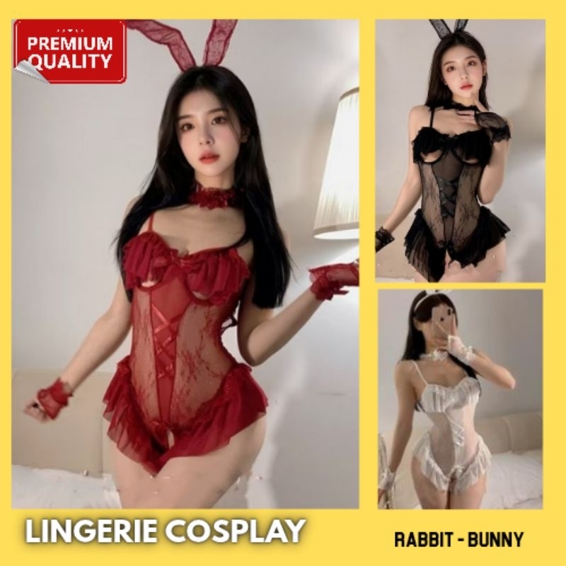 Lingerie Cosplay Kostum Bunny Rabbit Kelinci Bodysuit Premium