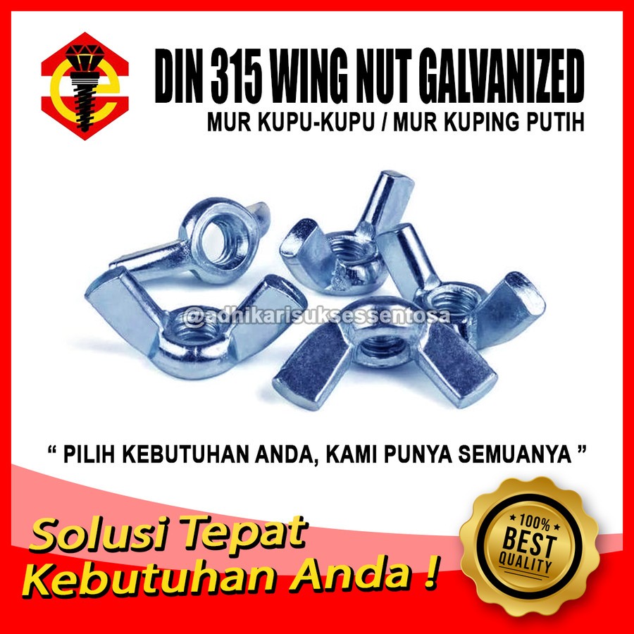 Mur Kuping M4 / Mur Kupu-Kupu 4 MM / Wing Nut M4 Pitch 0,7