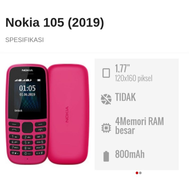 Hp Nokia 105 2019 TA-1174 Second Original