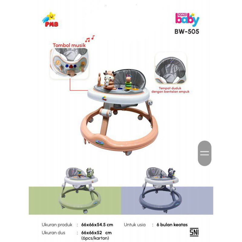 Baby Walker BW-505 / / baby walker / alat bantu jalan bayi / walker bayi / belajar jalan bayi / main