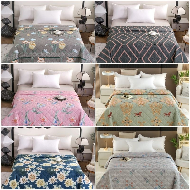 Selimut Kain Katun / Bed Cover tipis ukuran 180 x 200 free tas