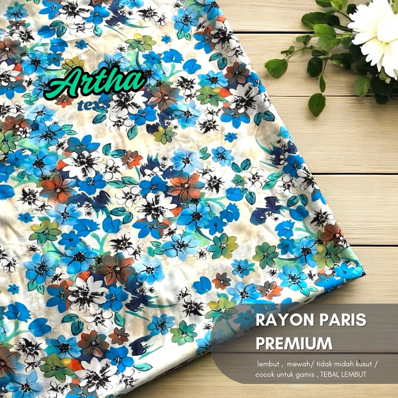 kain katun motif bunga / kain katun rayon paris premium motif bunga / kain gamis katun bunga /kain k