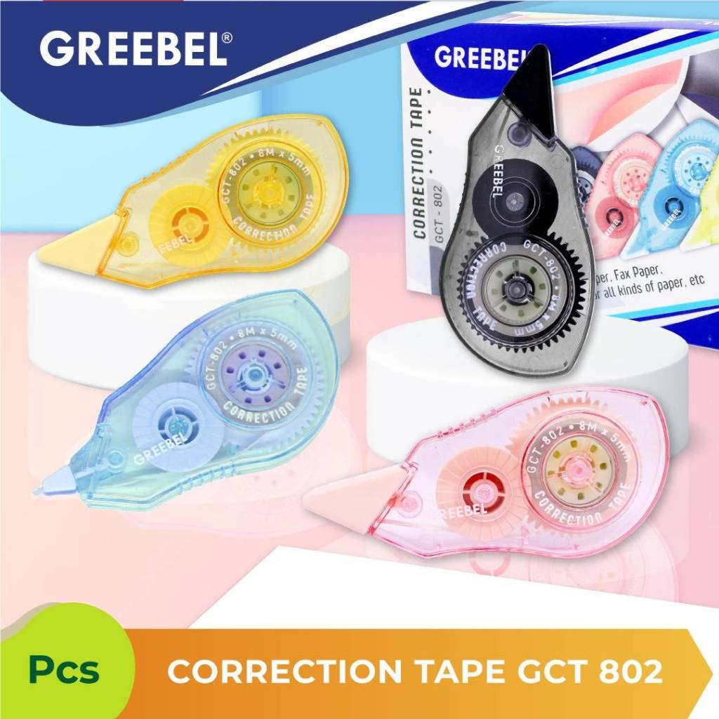 

[PAPERANDPLAY] GREEBEL CORRECTION TAPE GCT-802 | Tip Ex Kertas Roll Pita / Koreksi Pulpen