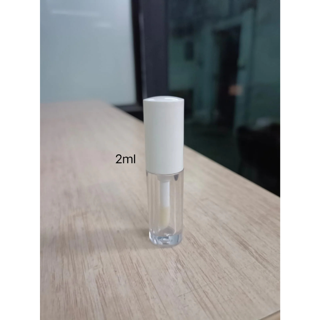 Botol Kosong Tube Dengan Kuas Tempat Wadah Lip Gloss Lip Cream LipGloss LipCream Liquid Case lipserum bening 2 ml Travel Traveling 2ML Lip Tint  Lip Cream  Lip Balm + PLUG Putih