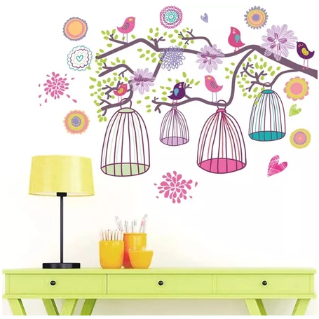 DUTA Wallsticker Sangkar Burung Colorful Bird Cage AY993 Stiker Dinding Wall Sticker PT