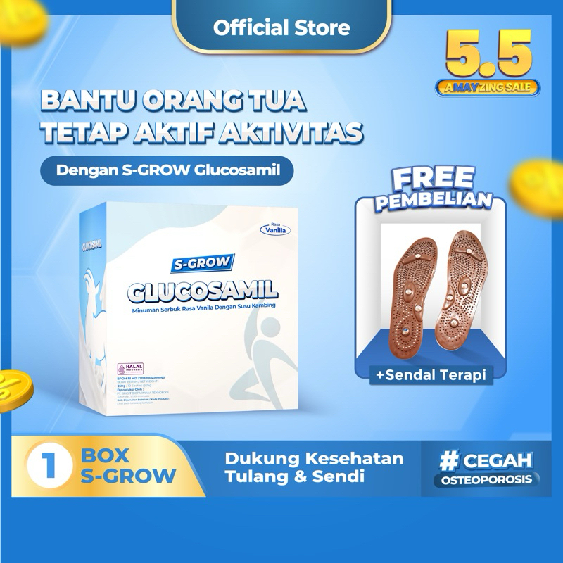 S-GROW GLUCOSAMIL - Susu Bubuk Dewasa Vanila [Untuk Tulang & Sendi]
