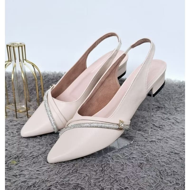 Sandal sepatu mules wanita hak tahu tinggi 3cm UK jumbo size 37-45