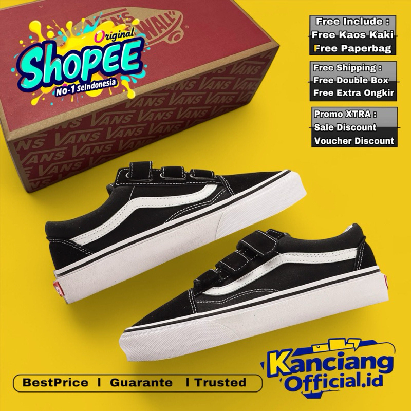 

Vans Old Skool Velcro Classic Black White''\