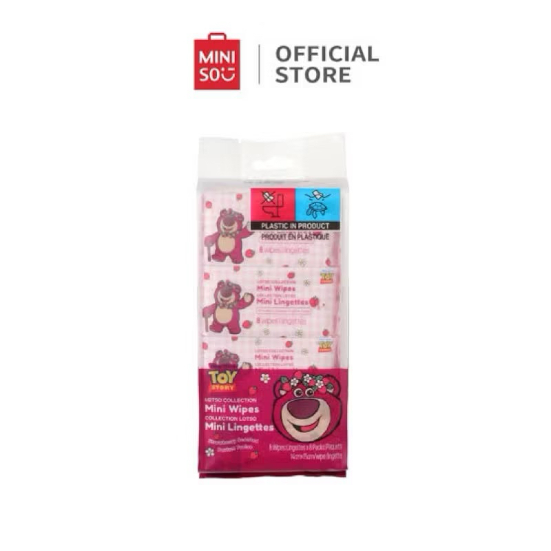 MINISO Lotso Mini Wipes Tisu Basah Strawberry Tisu Basah Kecil Traveling Friendly