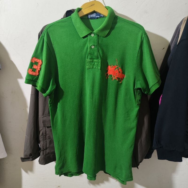 (L-XL Slim) RALPH LAUREN Polo Green Vintage