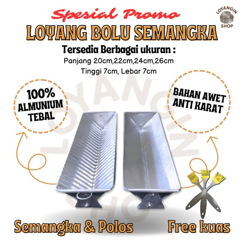 Loyang Bolu / Puding Segitiga Semangka dan Polos, Bahan Alumunium Panjang 20cm, 22cm, 24cm, 26cm Leb