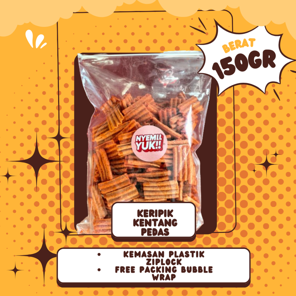 

Keripik Kentang Pedas 150gr – Renyah, Gurih, & Bikin Nagih | Nyemil Yuk!!