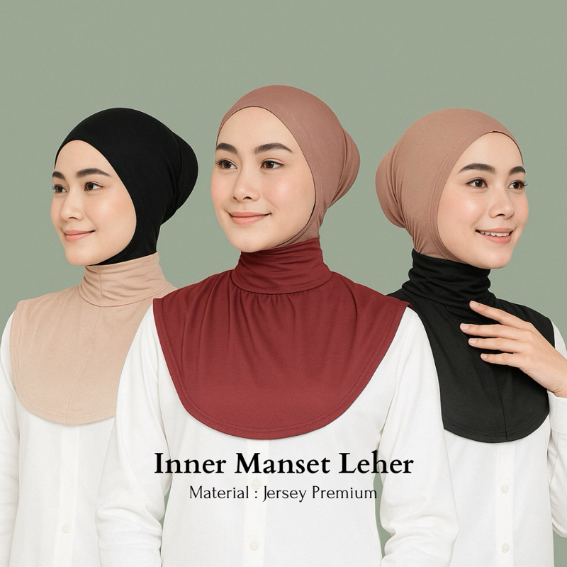 Manset Leher Jersey Premium Manset Hijab Dalaman / dalaman jilbab / daleman kerudung / manset leher 