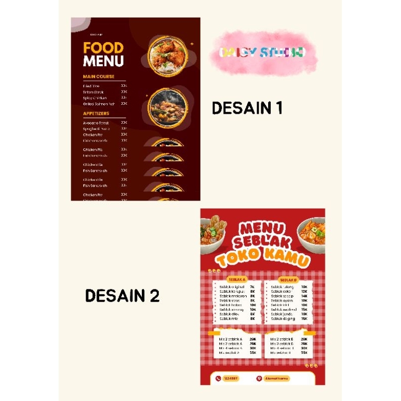 

CETAK DAFTAR MENU MAKANAN/MINUMAN A4