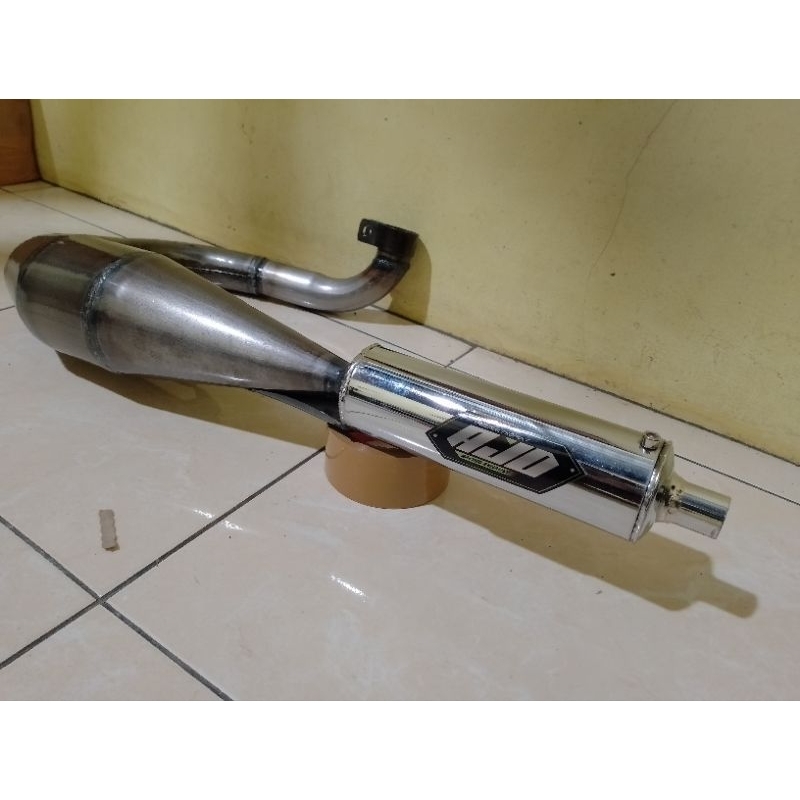 knalpot racing vespa buang kanan dan kiri galvanis original AJD EXHAUST