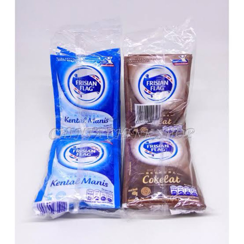 

SUSU BENDERA FRISIAN FLAG, Kental manis rasa coklat dan putih 38 grm 1 renceng isi 6