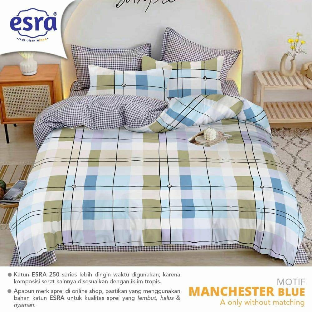Sprei Set Katubn Esra Motif Manchester Biru