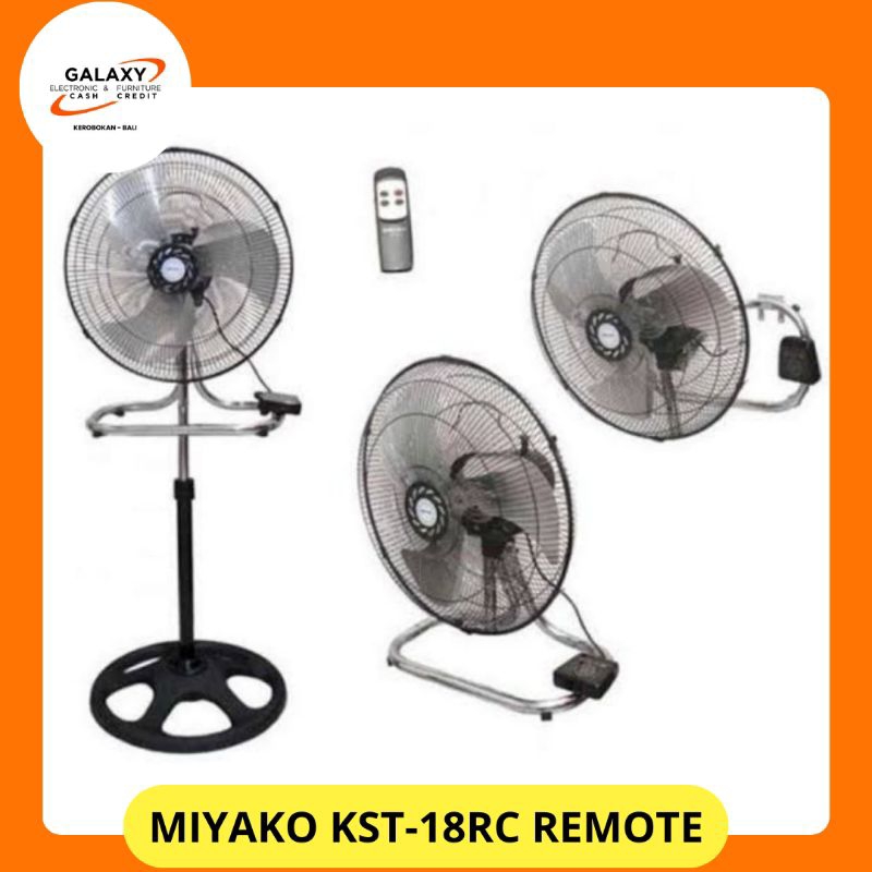 Kipas Angin Berdiri Miyako KAS-18 RC Kipas Angin 3in1 Remote baling besi
