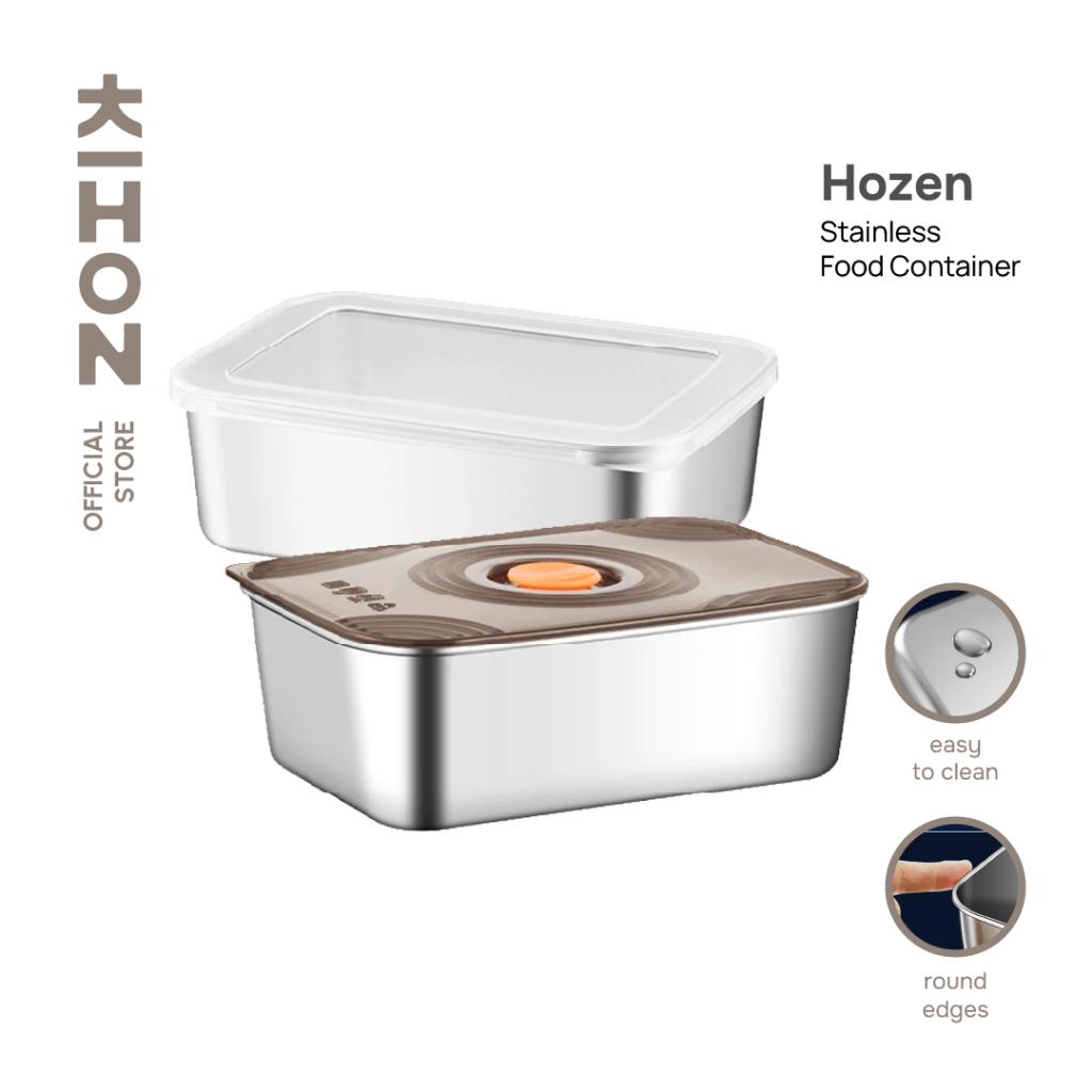 KIHON HOZEN Stainless Food Container Wadah Makanan Anti Tumpah Easy to Clean Stackable SUS304
