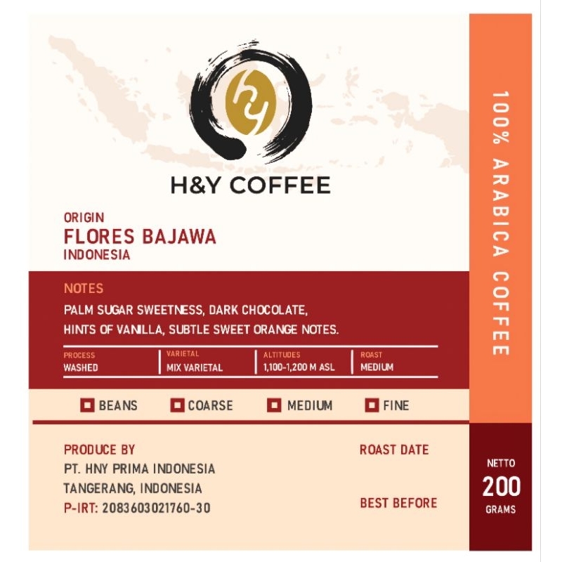 

Kopi Arabika FLORES BAJAWA FULLWASHED Specialty Grade - 200 gram. Coffee Arabica Specialty Grade.