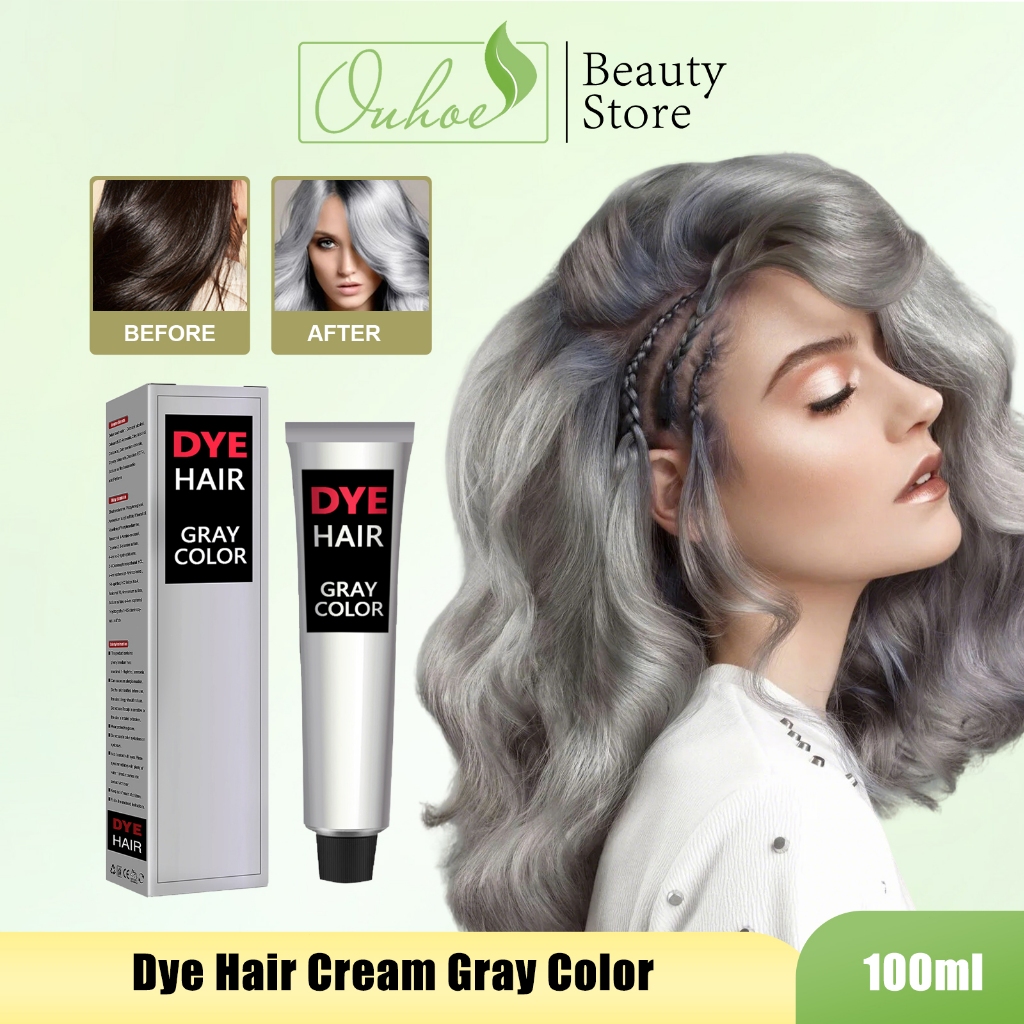 EELHOE Pewarna Rambut Abu Putih 100ml - Pewarna Rambut Semi Permanen Silver Grey / Pewarna Rambut Ab