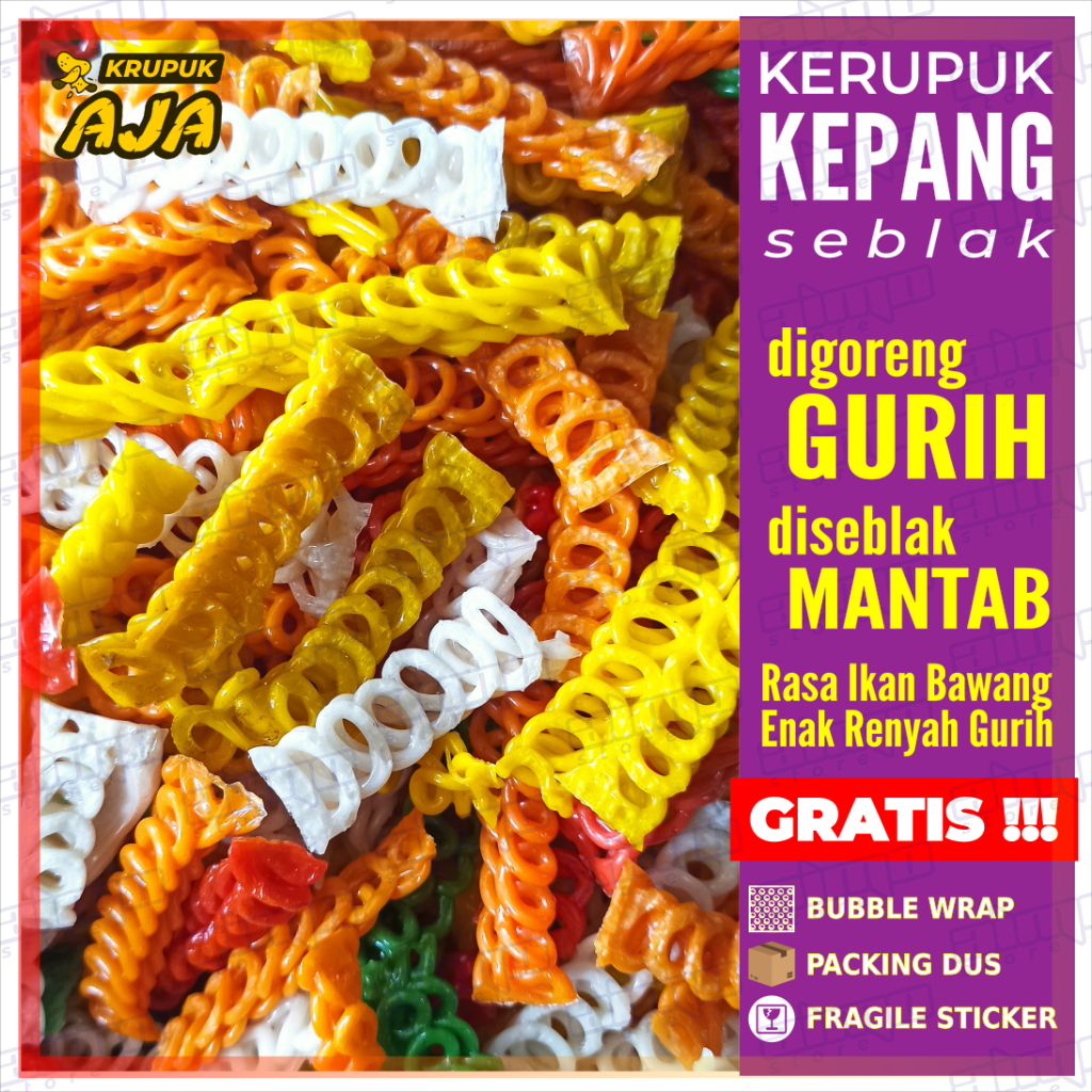 

Krupuk KEPANG Warna | Kerupuk Seblak Kepang Rasa Bawang Warna Warni - Kemasan 250gr - Enak Gurih Renyah - Siap Goreng