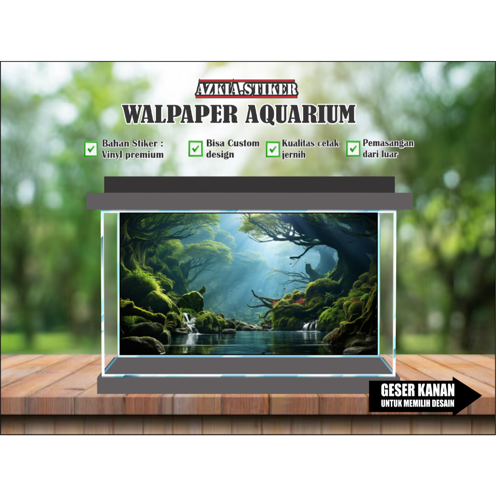 backround Aquarium, Stikera walpaper aquarium tema pemandangan