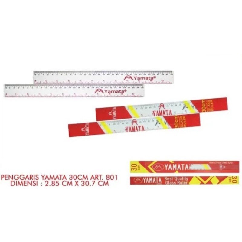 

(12Pcs) Penggaris Plastik Mistar Yamata 30 Cm Bening Transparan
