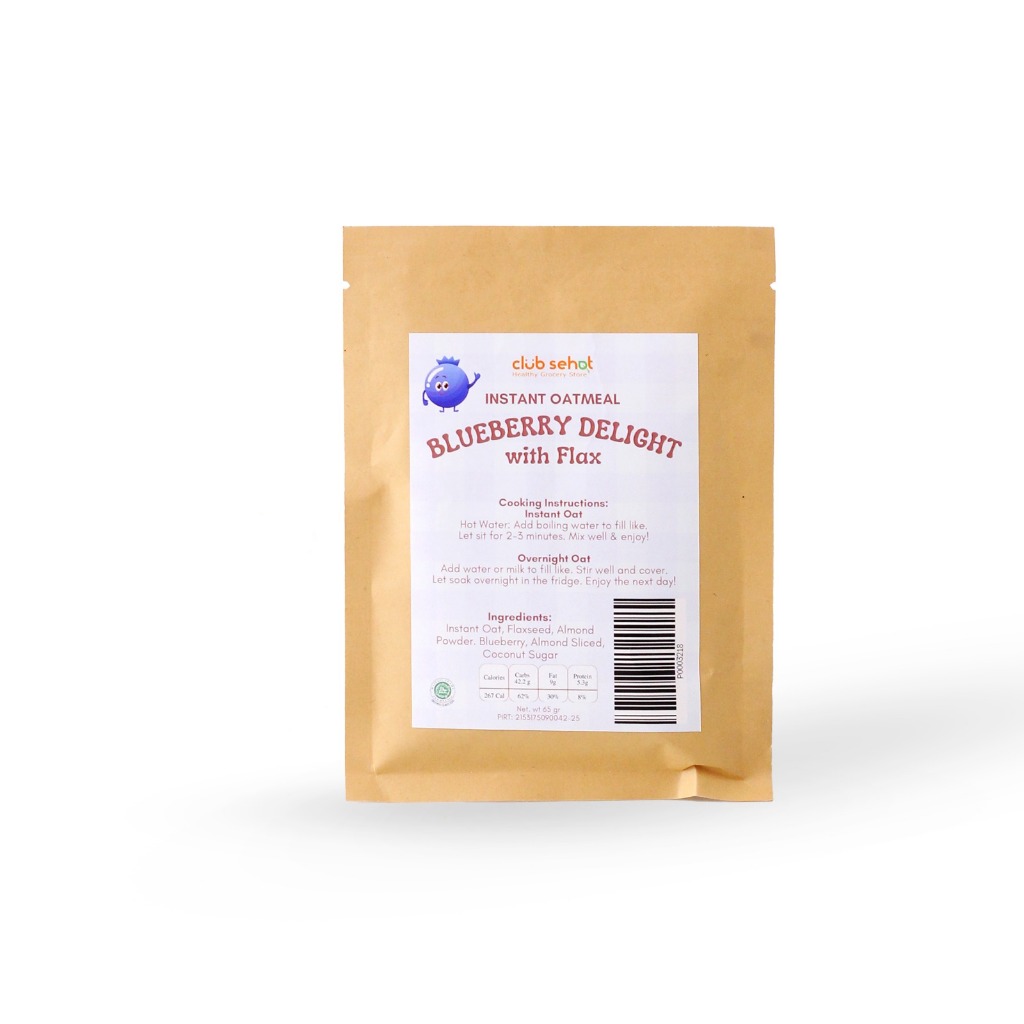 

Club Sehat - Instant Oatmeal Sachet Blueberry Delight with Flaxseed 65Gr