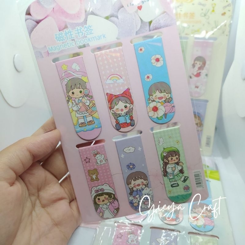 

Magnetic Bookmark Little Girl Series | Pembatas Buku Magnet | 1 set isi 6