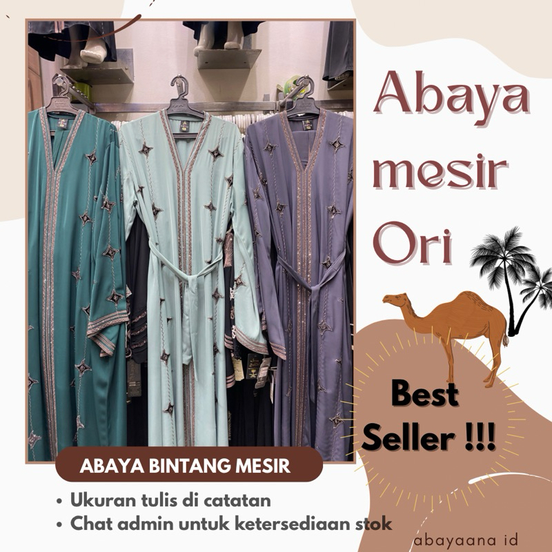 Abaya Bintang Mesir ORI Mewah Import (OUTER ABAYA)