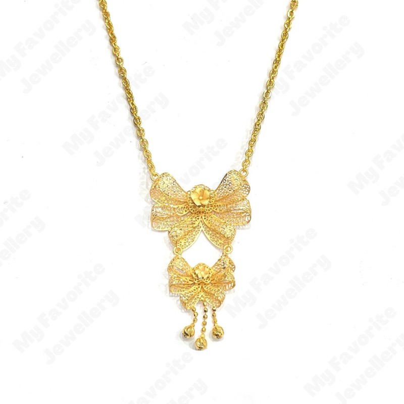 Kalung Fancy Layer Pita Rumbai EMAS ASLI Kadar 700