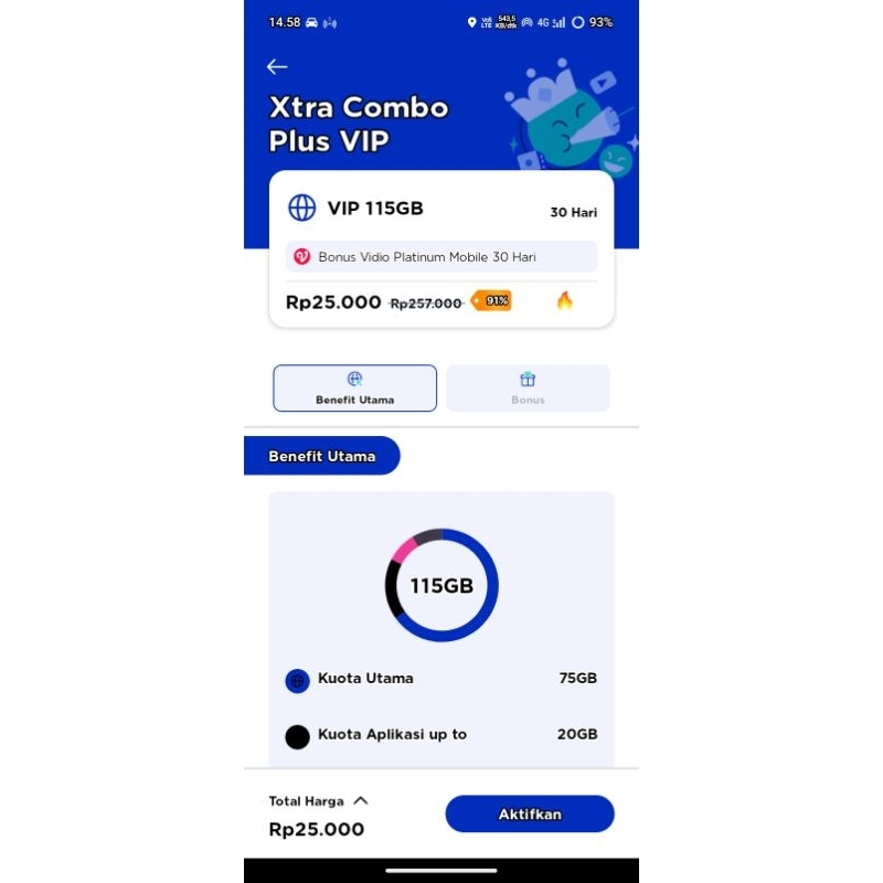 KARTU XL Xtra Combo VIP Plus Diskon 90%