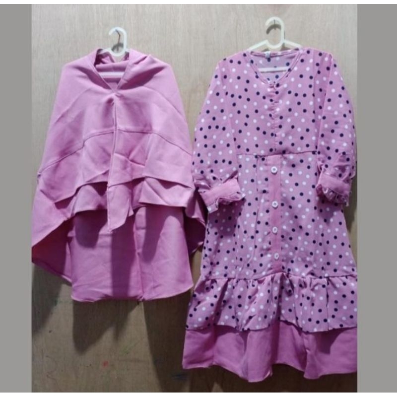 gamis anak polkadot