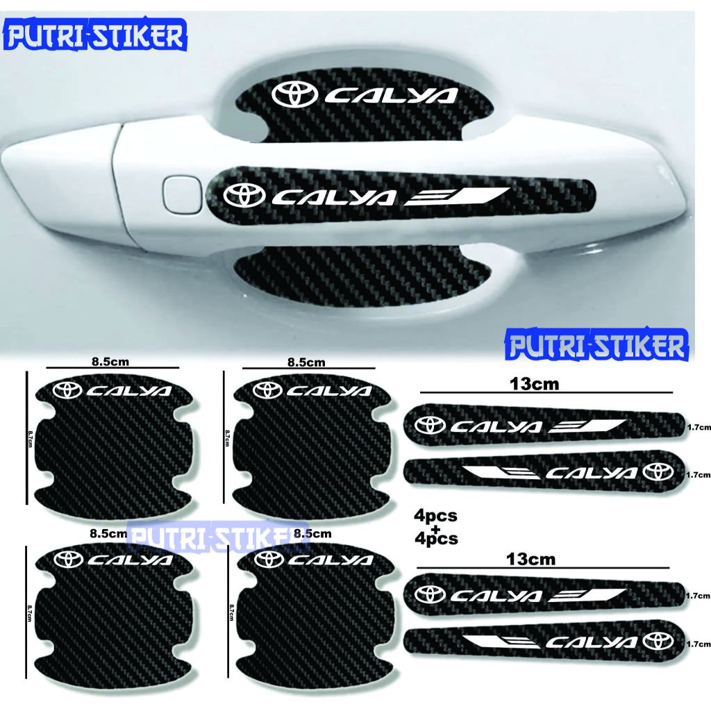 [TERLARIS] Sticker stiker pelindung handle pintu mobil toyota calya Sticker karbon 3d pelindung gaga