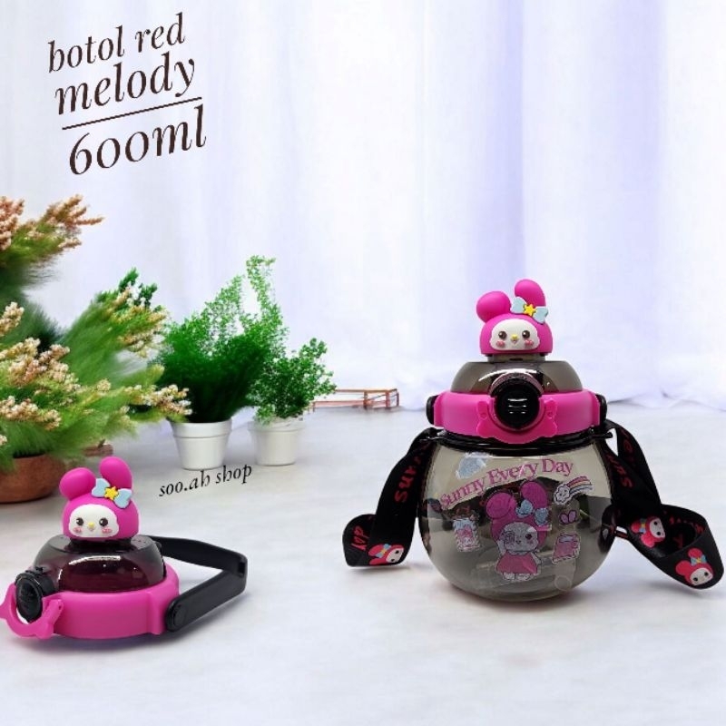 BOTOL MINUM ANAK LABUBU + TALI SLEMPANG ,STIKER 2D MOTIF LUCU 600ML +EXTRA PACKING bubble/KARDUS