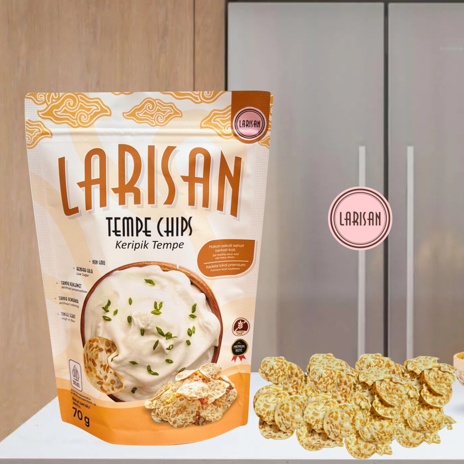 

LARISAN Keripik Tempe Rasa Sour Cream 70g | Tempeh Chips | Kedelai Lokal Non-GMO | Bumbu Sour Cream Premium | Gluten Free | Tanpa Pengawet &Tanpa Pewarna
