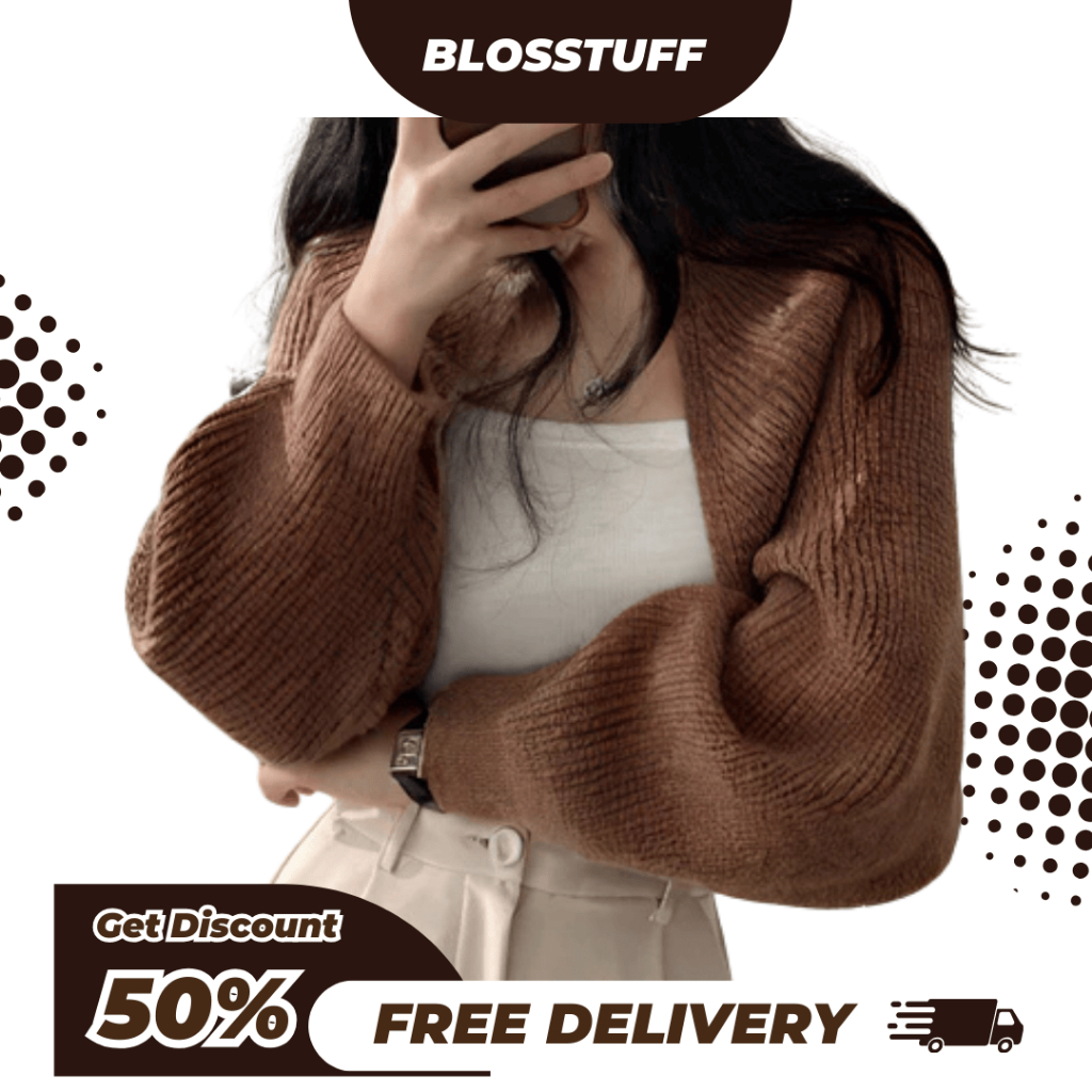 BS.ID Cardigan Crop Rajut Tebal Import Premium WAH | Cardigan Rajut Crop Bolero Kardigan Lucu Korea