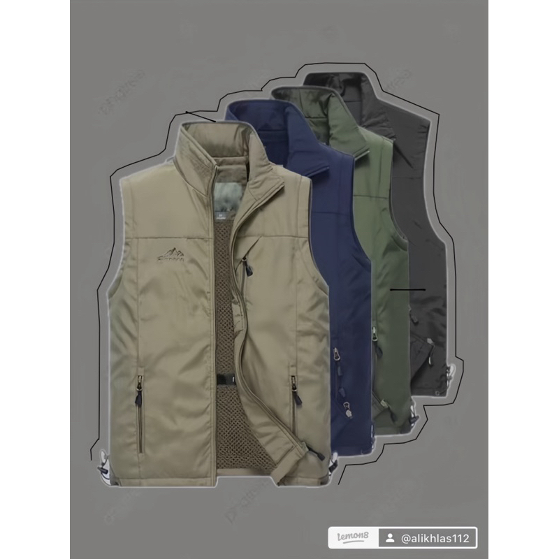 Rompi Vest Motor Pria Casual Taslan Tebal Polos Best Original