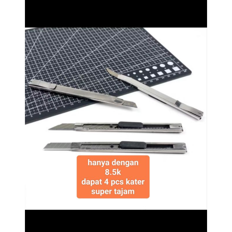

ISI 4 PCS Sliver Pisau Cutter / Kater Kecil Besi 60 Derajat Degrees Stainless Samoyed Knife Pisau Steel Pemotong Kertas Packing,