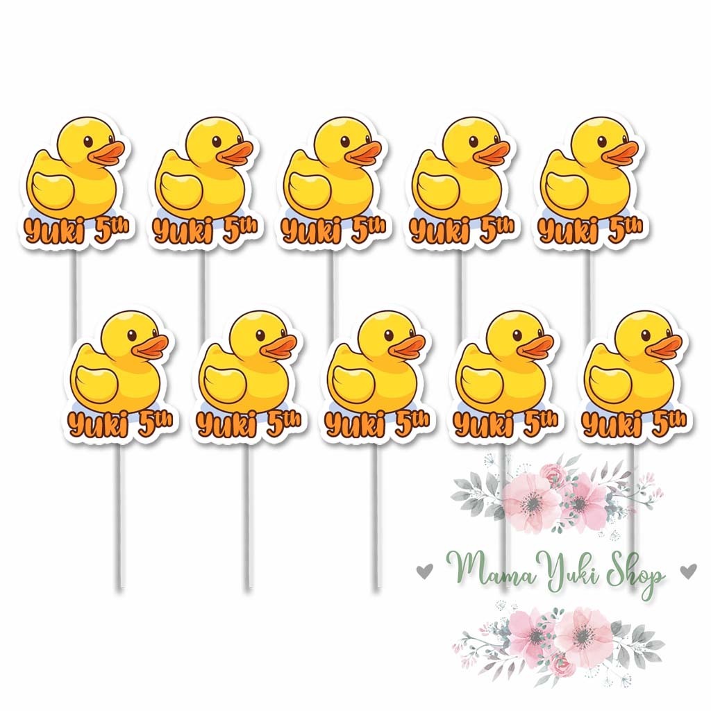 Topper Cake Cupcake Costum NAMA dan UMUR BEBEK DUCK CUPCAKE