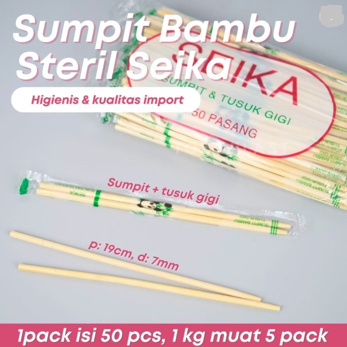 Sumpit Bambu + tusuk gigi / Sumpit seika plus isi 50prs